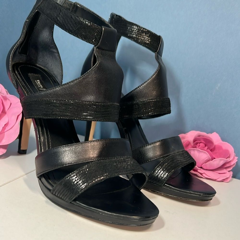 White House Black Market Women's 9.5 Strappy Sandal Heels Black - LIKE NEW